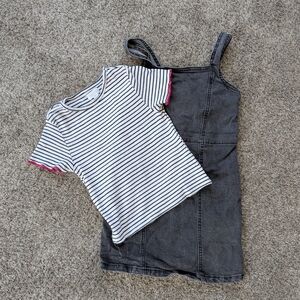 Steve Madden Striped Black and White Tee with Gray Denim Dress